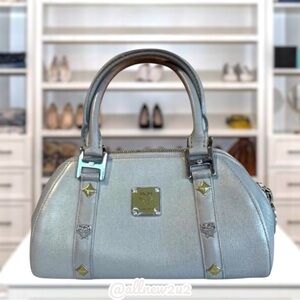 MCM Satchel Handbag Soft Green with Silver Hardware. Gorgeous!